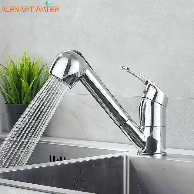 Robinet de cuisine à poignée unique plaqué chrome poli