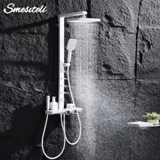 Colonne douche murale thermostatique tête pluie carrée plate douchette…