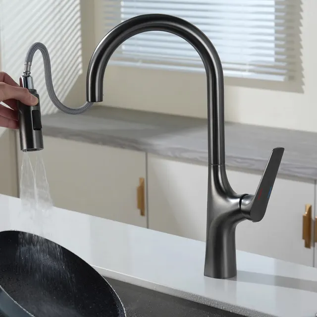 Robinet extractible de cuisine gris pistolet tout en… – vue 3