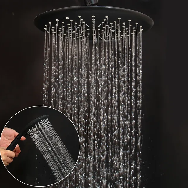 JIENI mat noir pluie robinet de douche ensemble mat noir… – vue 5