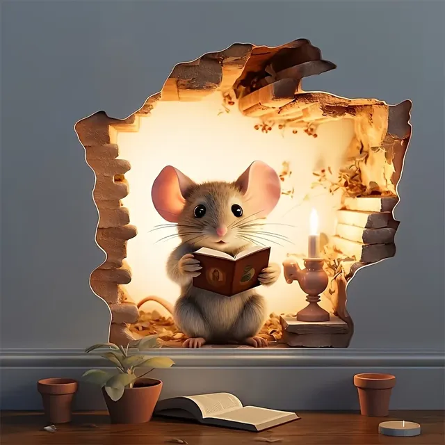Autocollants muraux souris de lecture 3D – vue 4