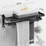 Porte serviettes mural aluminium noir mat double barre… – vue 6
