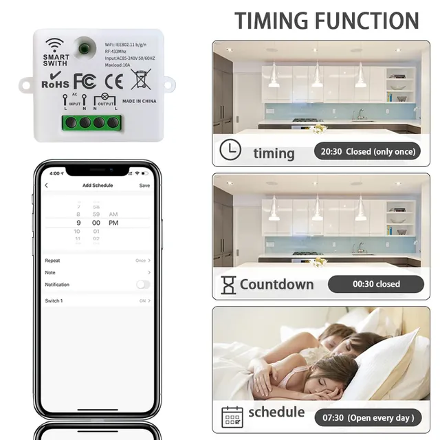 Interrupteur d'éclairage Wifi et RF sans fil – vue 4