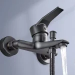 Robinets de douche en alliage de Zinc noir, mitigeur mural d&rsquo;eau chaude et froide à double bec pour salle de bains, séparateur de bain, lavabo de douche