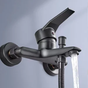 Robinets de douche en alliage de Zinc noir, mitigeur mural d&rsquo;eau chaude et froide à double bec pour salle de bains, séparateur de bain, lavabo de douche