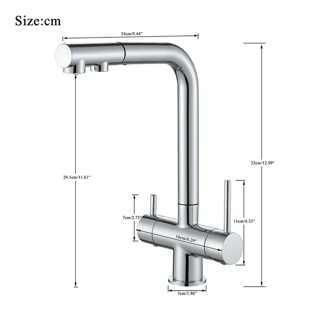 Robinet de cuisine filtré extractible en laiton chromé – vue 2