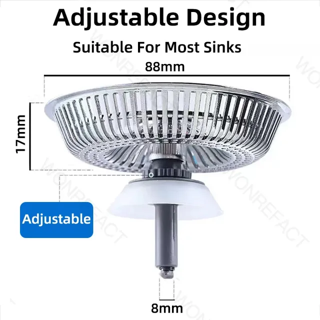Filtre bonde évier cuisine amovible chromé ABS plastique… – vue 6