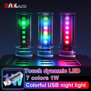 RVB voiture USB veilleuse tactile LED lampe dynamique à intensité variable éclairage Portable Plug & Play lampe d&rsquo;ambiance décorative pour chambre de voiture