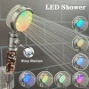 Pommeau de douche haute pression LED avec filtre à anions, pommeau de douche à économie d&rsquo;eau, contrôle de la température, lumière colorée, grande douche portative
