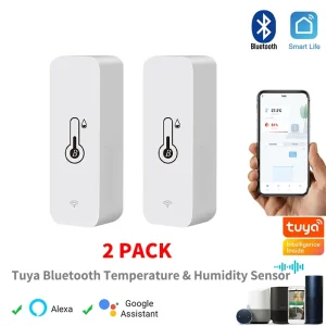 Tuya – capteur intelligent de température et d’humidité sans fil, Mini application Compatible Bluetooth, télécommande, thermomètre et hygromètre, paquet de 2 Tuya – capteur intelligent de température et d’humidité sans fil, Mini application Compatible Bluetooth, télécommande, thermomètre et hygromètre, paquet de 2