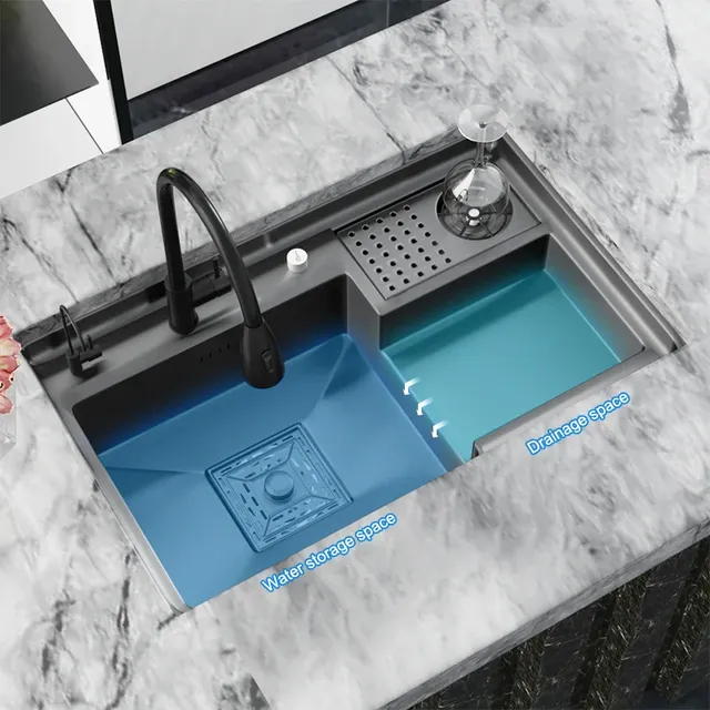 Évier cuisine encastrable composite granit noir mat… – vue 3