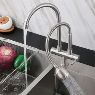 Robinet d'évier double multifonction en acier inoxydable 304 360 °…