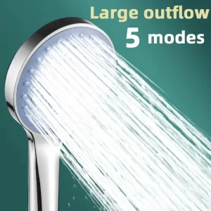 Douche à main pressurisée pour salle de bain, accessoires d’emballage, buse de douche, grande sortie d&rsquo;eau, 5 modèles, Adaptation universelle, économie d&rsquo;eau