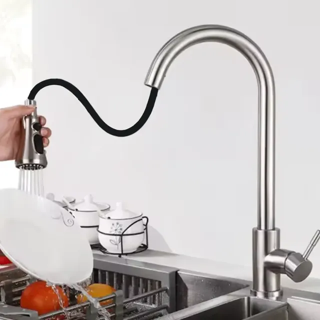 Mitigeur cuisine inox brossé col cygne bec haut… – vue 3