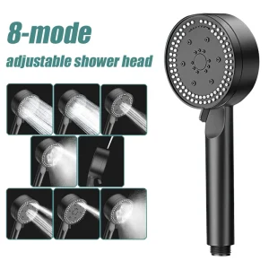 Pommeau de douche réglable, 8 Modes, haute pression, économie d’eau, noir, douches de Massage à main, accessoires de salle de bains Pommeau de douche réglable, 8 Modes, haute pression, économie d’eau, noir, douches de Massage à main, accessoires de salle de bains