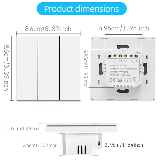 Interrupteur mural intelligent WiFi – vue 4