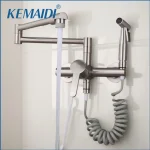 EllMAIDI-Remplisseur de casseroles à montage mural, pliable, 2 poignées avec double joint, bras oscillants, laiton, cuisine commerciale