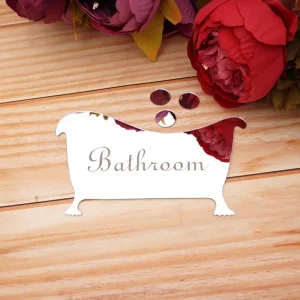 HOEntrance-Panneau de Surface Miroir Acrylique, Autocollant de Porte Or et Argent, Signe de Direction de Salle de Bain, Décoration de Maison, 16,4×9,5 cm