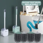 Brosse de toilette sans poinçonnage, nettoyage des toilettes mural, matériau TPR à long manche, brosse de toilette sans perte