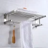 40/50cm porte-serviettes avec crochets mobiles 304 en acier inoxydable salle de bain cuisine porte-serviettes mural porte-serviettes pour maison hôtel