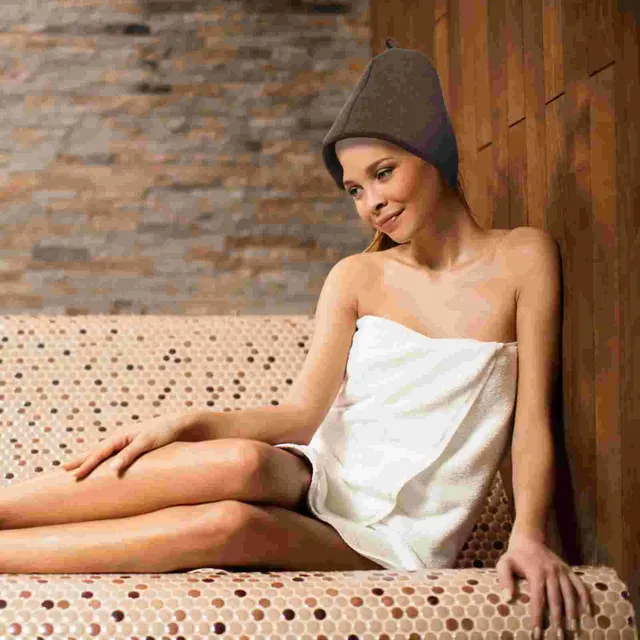 Chapeau sauna feutre laine gris brun isolant thermique… – vue 2