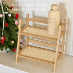 Étagère de rangement en bois à 2 niveaux, peu encombrante, présentoir de bureau facile à assembler, étagère de cuisine multifonctionnelle stable