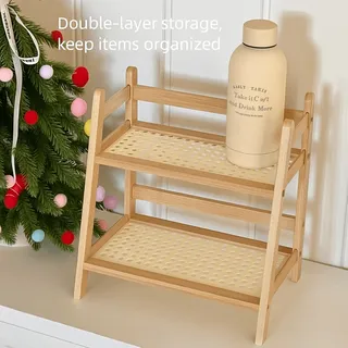 Étagère rangement bambou naturel deux niveaux support comptoir compact…