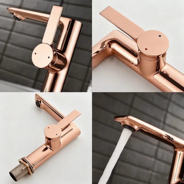 Robinet de salle de bains de luxe en or Rose – vue 5