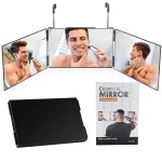 Miroir 3 voies pour la coupe de cheveux avec lumières, miroir rechargeable à 360 lumières LED à trois volets pour la coloration des cheveux, le tressage, la coupe de cheveux DIY