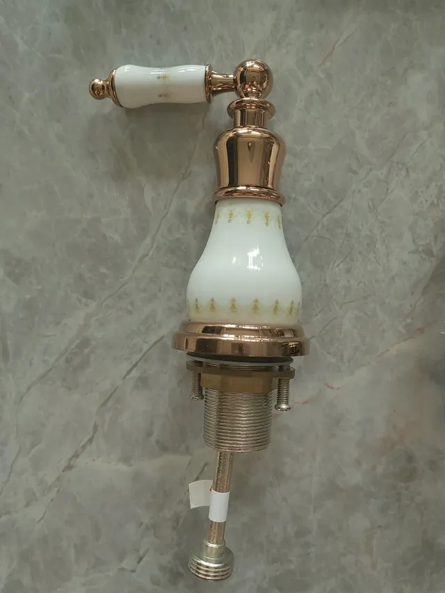 Robinet Lavabo Trois Trous Double Poignées Laiton Massif… – vue 5
