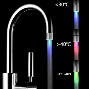 Robinet LED à couleur changeante pour salle de bains, robinets de cuisine, alimenté par pression d&rsquo;eau, accessoires de douche automatiques à lumière 7 couleurs