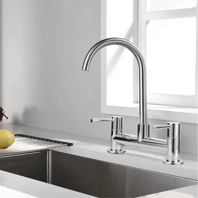 Robinet mitigeur d'eau chaude et froide à Double poignée – vue 3