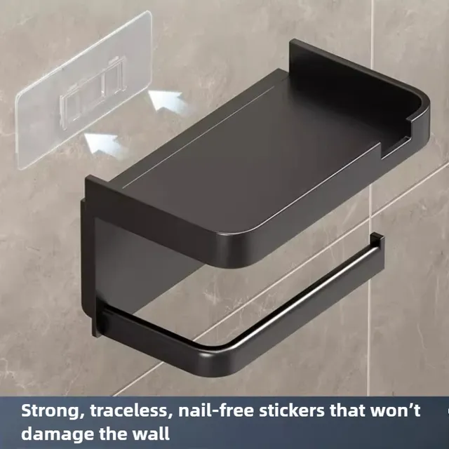 Porte papier hygiénique mural support téléphone sans… – vue 5
