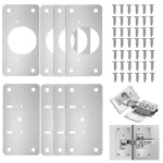 Kit de charnière de porte d&rsquo;armoire, plaque de réparation fixe, serrure de porte d&rsquo;armoire de cuisine, support de réparation de charnière avec vis, 4/8/12