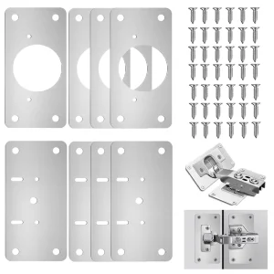 Kit de charnière de porte d’armoire, plaque de réparation fixe, serrure de porte d’armoire de cuisine, support de réparation de charnière avec vis, 4/8/12 Kit de charnière de porte d’armoire, plaque de réparation fixe, serrure de porte d’armoire de cuisine, support de réparation de charnière avec vis, 4/8/12