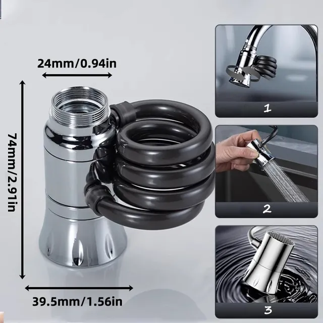 Extension robinet extractible pommeau spirale chrome… – vue 3