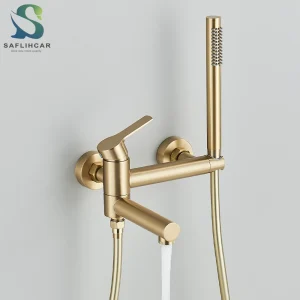 Baignoire Cascade Or Bushed, Robinet de centre commercial, Eau chaude et froide, Baignoire F/05, Montage mural, Noir