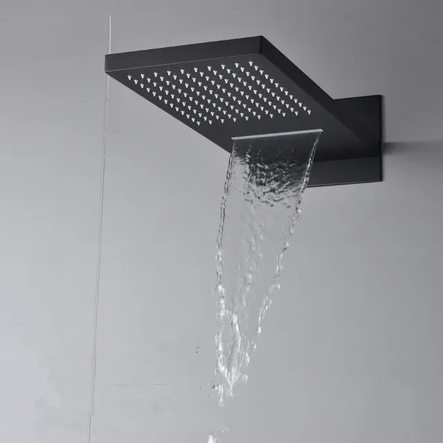 Ensemble douche thermostatique encastré mural doré… – vue 6