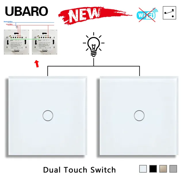 UBARO Eu/UK 86*86mm 1Gang 2Way double interrupteur… – vue 2