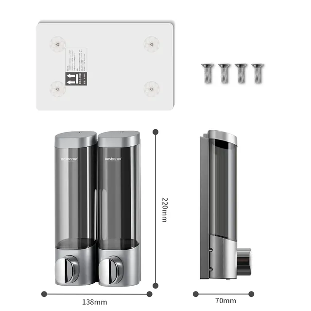 Double distributeur de savon liquide en plastique – vue 2