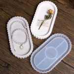 Plateau de rangement ovale, moule en Silicone, bricolage, dessous de verre en béton, moules de moulage, plaque d&rsquo;exposition de bijoux, plâtre, résine, fabrication artisanale, décoration de maison