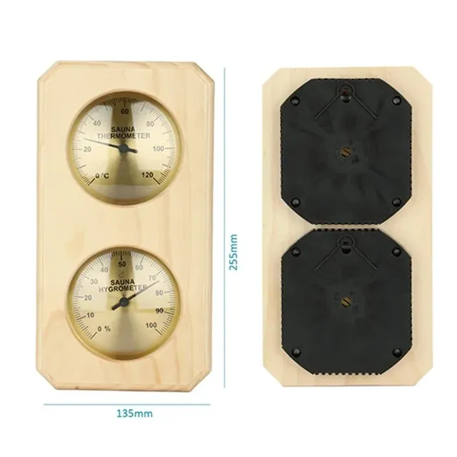 Thermomètre sauna bois hygrothermographe mural… – vue 3