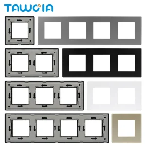 TAWOIA bricolage pièces norme européenne noir blanc gris panneau PC pour prise murale interrupteur tactile uniquement panneau en plastique avec cadre en métal