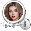 Miroir de maquillage mural pour salle de bain, 8 pouces, avec lumière 3 couleurs, miroir éclairé Double face grossissant 1X/10X, miroir LED pour le rasage Miroir de maquillage mural pour salle de bain, 8 pouces, avec lumière 3 couleurs, miroir éclairé Double face grossissant 1X/10X, miroir LED pour le rasage