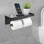 Grand Porte-papier hygiénique Mur monté Porte-rouleau de papier Avec plateau de rangement Support de téléphone portable Pour cuisine Accessoires de salle de bains