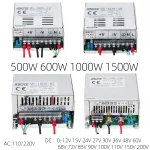 Alimentation électrique réglable 500W 600W 1000W 1500W 0-12V 15V 24V 36V 48V 60V 72V 85V 90V 110V 150V 200V 110/220V AC à Dc Smps