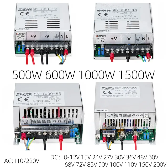 Alimentation électrique réglable 500W 600W 1000W 1500W…