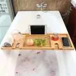 Support de baignoire minimaliste en bambou, étagère de bain en bois Simple, plateau de rangement, caddie de baignoire pour maison d&rsquo;hôtes, essentiels de trempage