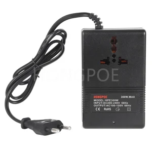 Convertisseur tension voyage 300W abaisseur 220240V 100120V autotransformateur toroïdal cuivre pur prise universelle compacte noire ABS certifié RoHS CE
