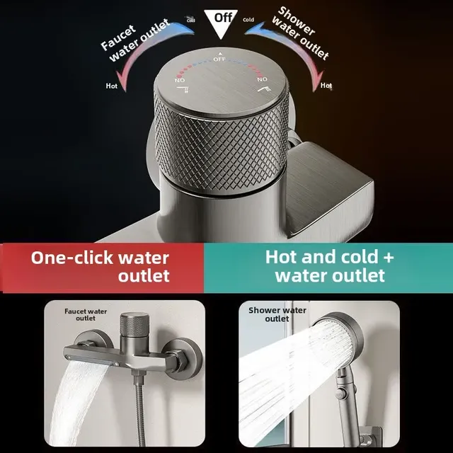 Robinet de baignoire cascade gris avec douchette à main… – vue 3